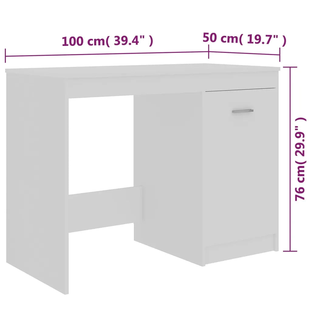 Scrivania Bianca 100x50x76 cm in Legno Multistrato 801796