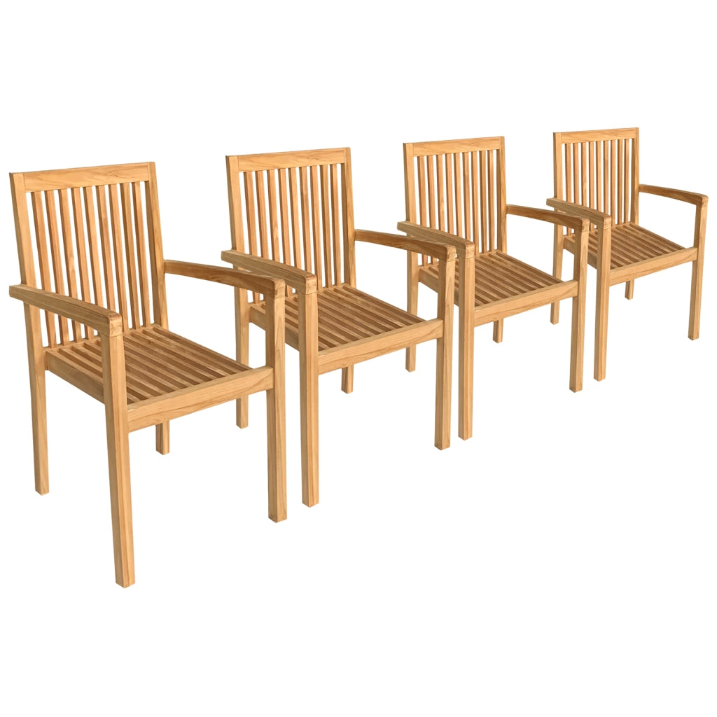 Set di 4 sedie da giardino JAVA impilabili in teak