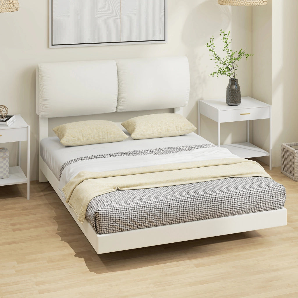 Letto matrimoniale imbottito con testiera ¨C Xylo ¨C Beige metallico 135x190 cm