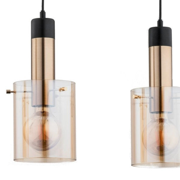 Lampada a sospensione loft nera oro BELLA 3xE27 Alfa