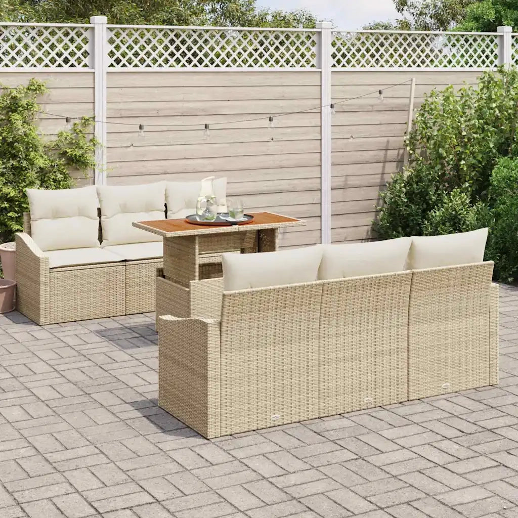 Set Divano da Giardino con cuscino 7 pcs Beige e Crema 3349784
