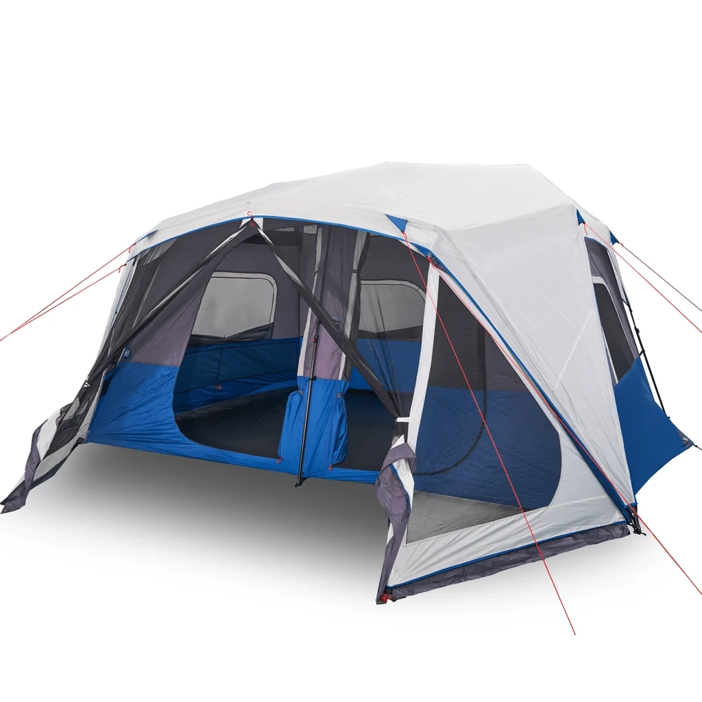 Tenda Famiglia con LED 10 Persone Blu Chiaro a Rilascio Rapido
