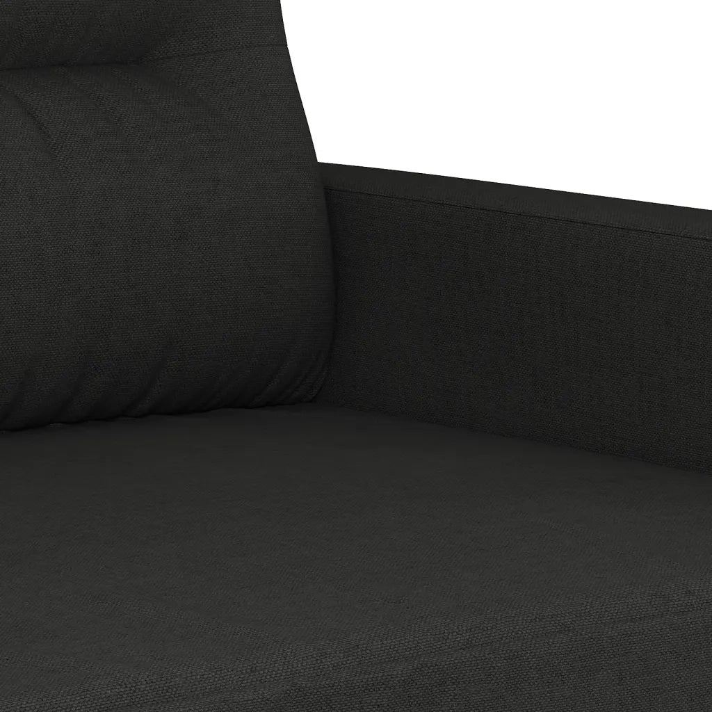 Set di Divani 3 pz con Cuscini Nero in Tessuto