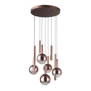 Lampadario Camino rame sfere stick LED 54W Italux