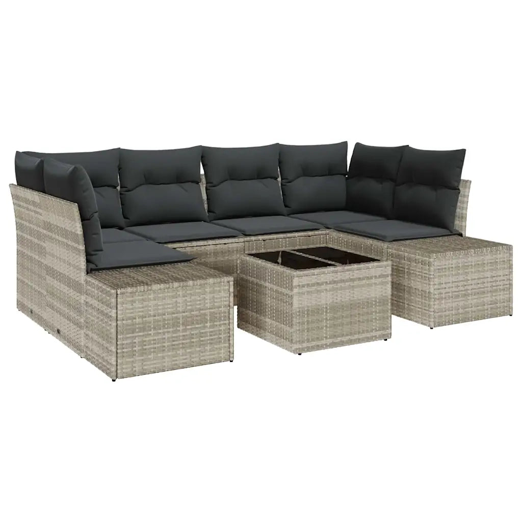 Set Divano da Giardino 7 pcs Grigio chiaro polyrattan 3346962