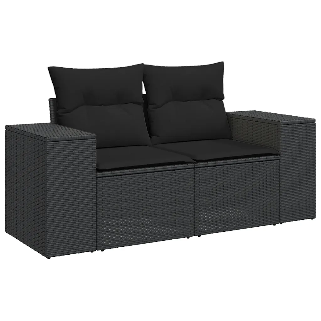 Set Divano da Giardino 6 pz con Cuscini Nero in Polyrattan 3326796