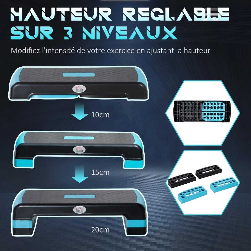 Stepper Fitness Regolabile ¨C Minimal ¨C 78x28x20 cm Nero e Blu