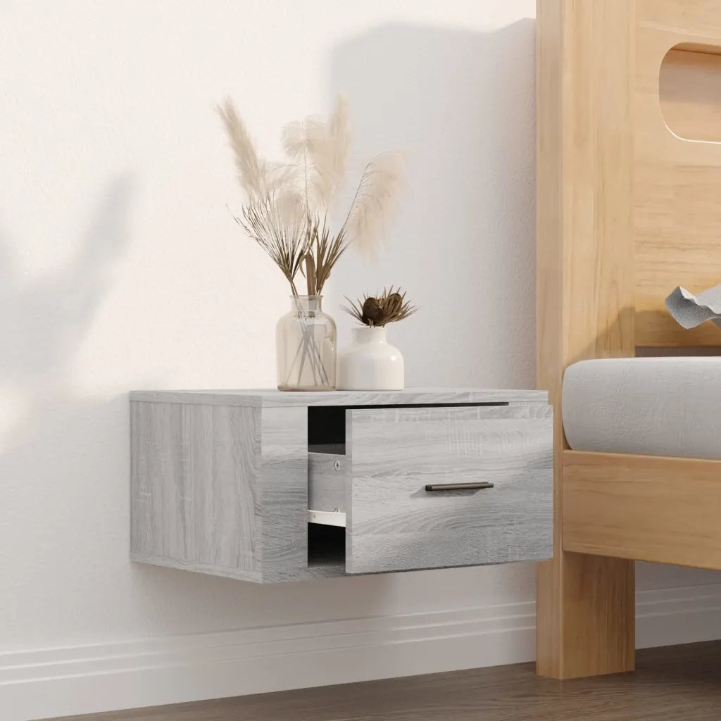 Comodino | Armadio da Notte | Mobiletto da notte a Muro Grigio Sonoma 50x36x25 cm
