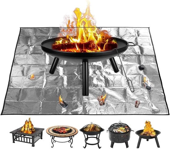Mat di Protezione da Fiamma per Grill a Fuoco Aperto 80 x 105 cm - Pieghevole - Mat di Protezione Quadrata per Grill Esterno