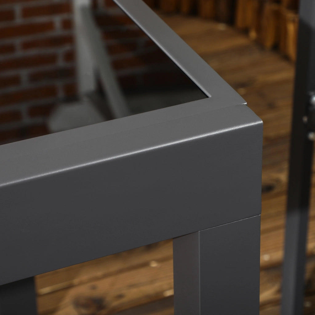 Tavolo da pranzo allungabile ¨C Xylo ¨C Alluminio grigio antracite, piano vetro temperato nero 160x80x75 cm
