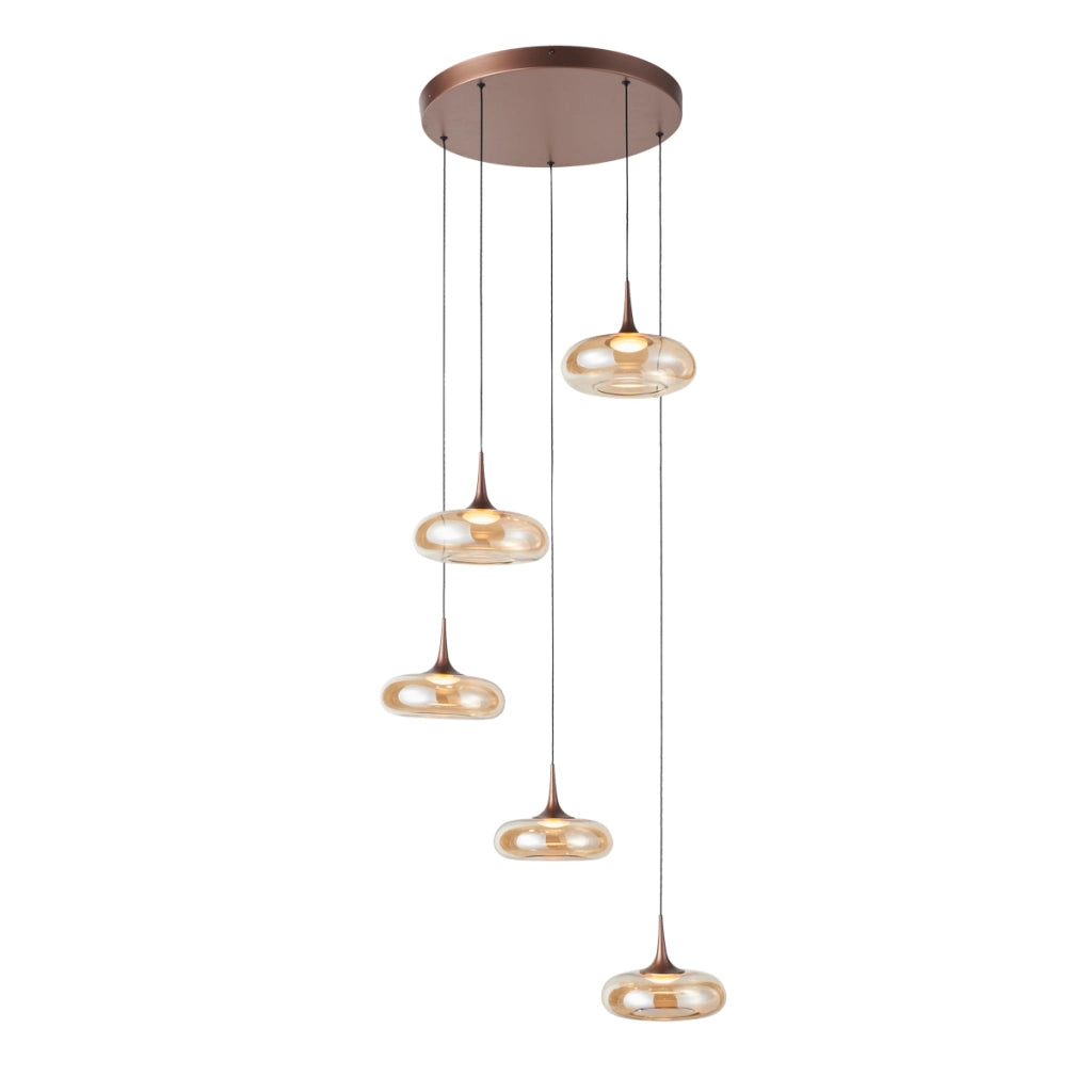 Lampada a sospensione rame ambra LED 35W Tenele Italux