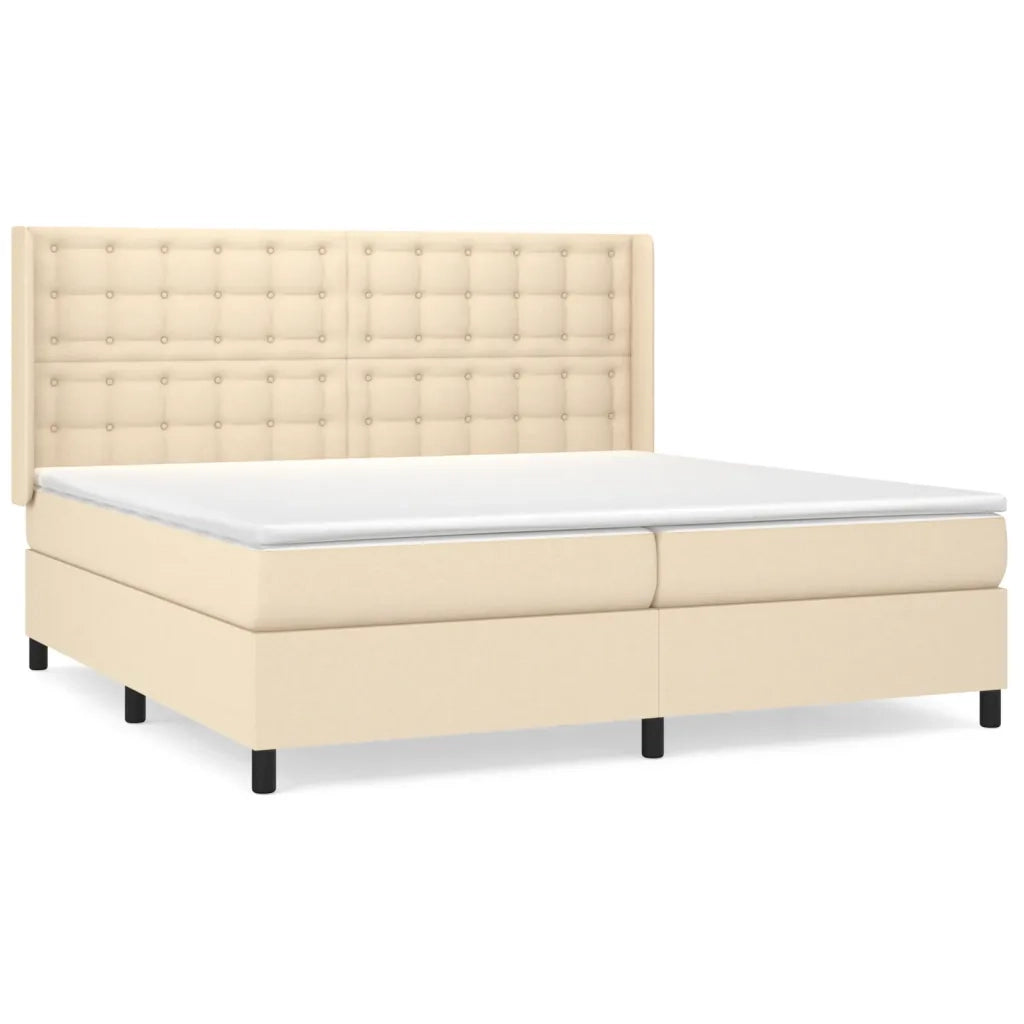 Giroletto a Molle con Materasso Crema 200x200 cm in Tessuto