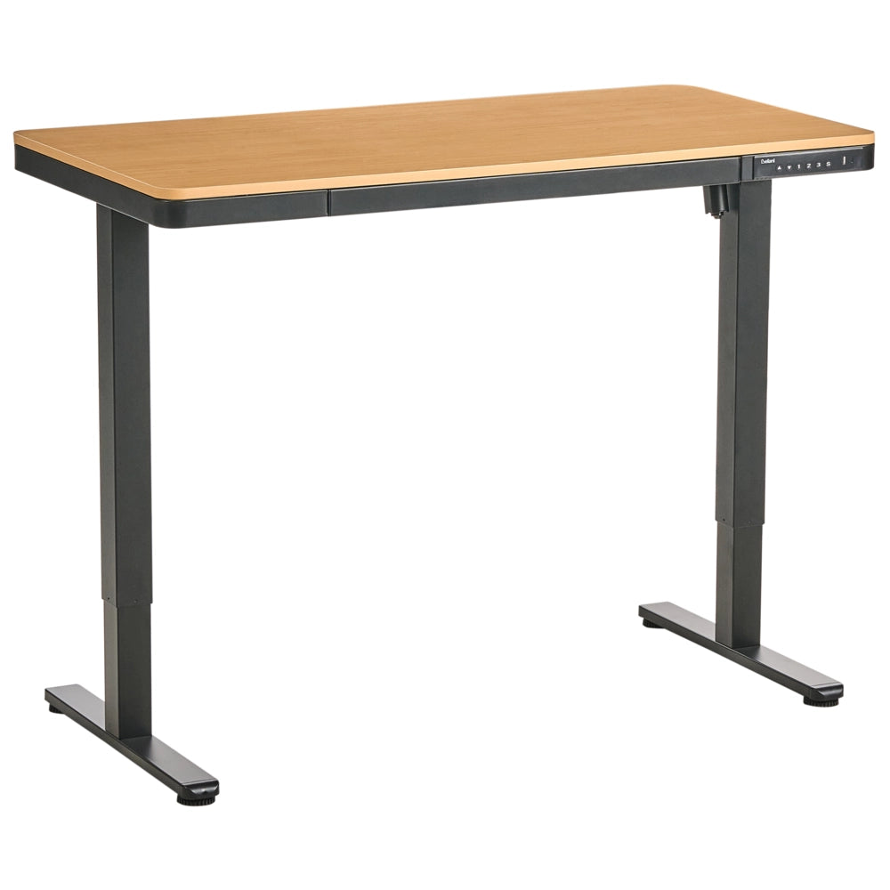 Adjustable Desk Light Brown Top Black Steel Frame and Legs 120 x 60 Stand and Sit Home Office Stand and Sit Scandinavian Design