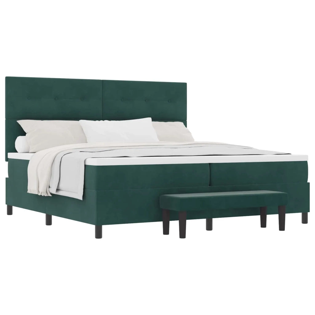 Letto a molle con materasso Verde scuro 200 x 200 cm Velluto