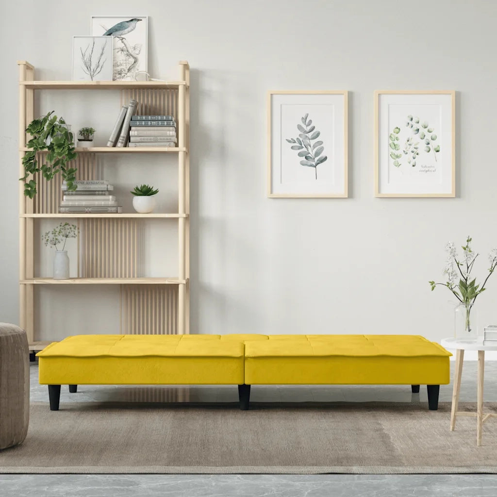 Divano letto | Sof¨¤ letto | Letto singolo con Portabicchieri in Velluto Giallo