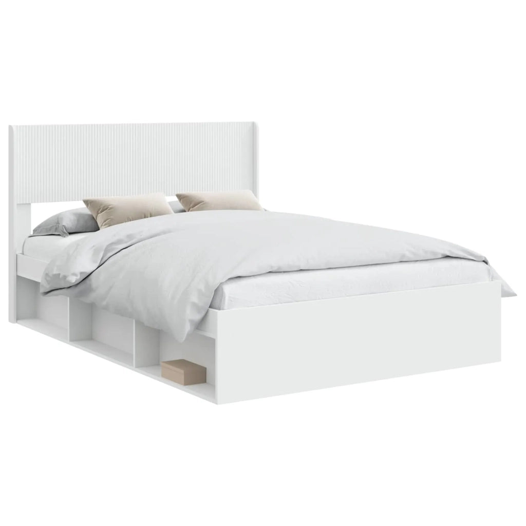 Struttura del letto con stoccaggio e testata Bianco 3414235