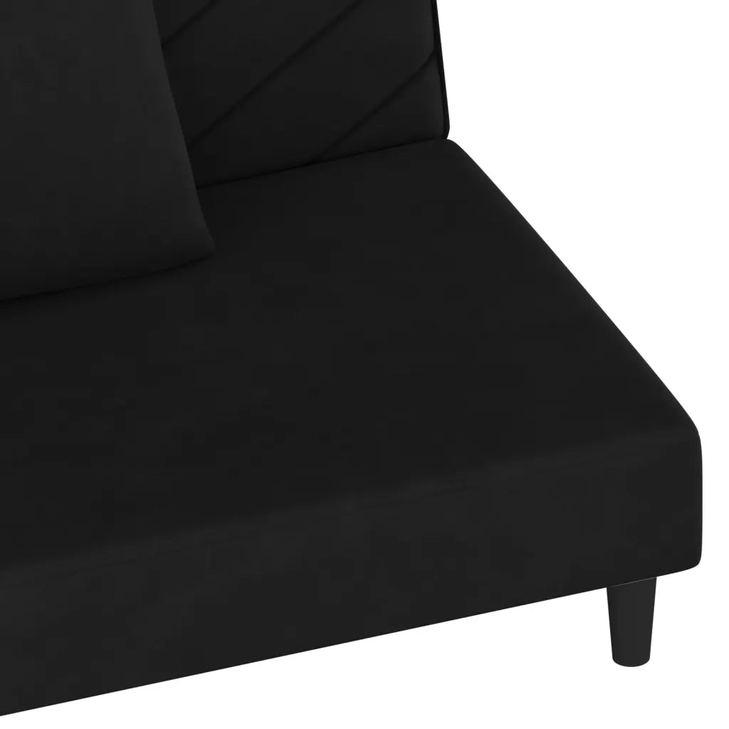 Divano letto | Sof¨¤ letto | Letto singolo a 2 Posti con 2 Cuscini Nero in Velluto