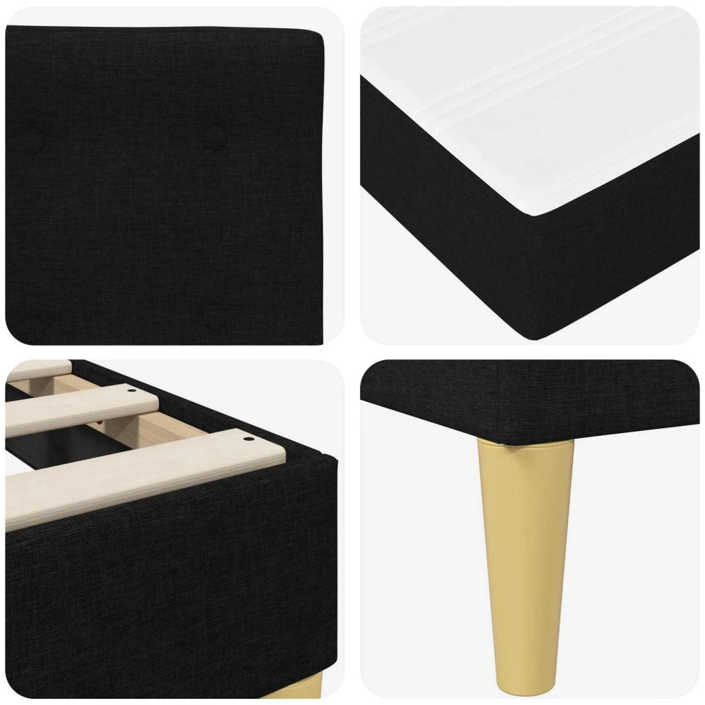 Struttura letto con materasso-Giroletto Nero 90 x 200 cm Tessuto