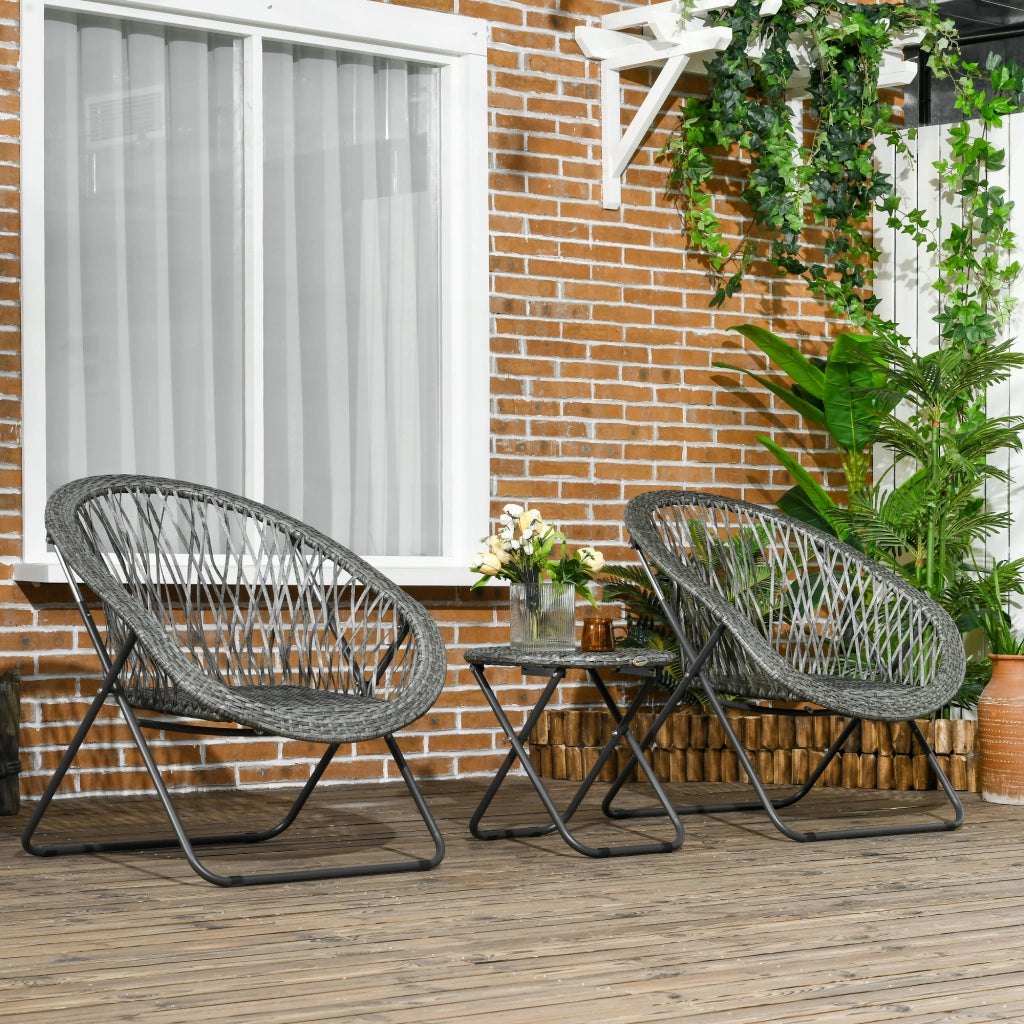 Set Tavolo e Sedie da Giardino ¨C zephmum ¨C Grigio, Polyrattan, Pieghevole