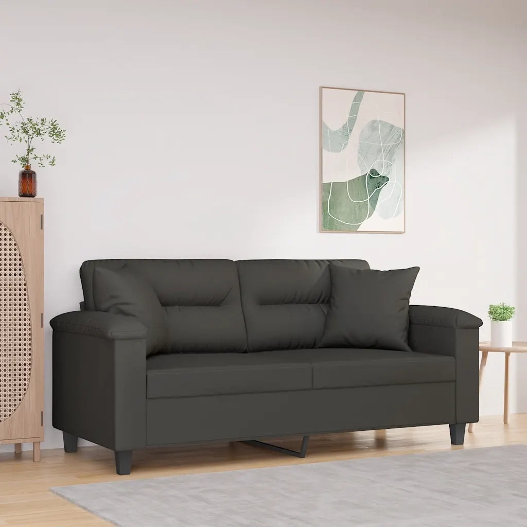 Divano a 2 Posti Cuscini Grigio Scuro 140cm Tessuto Microfibra 3153271