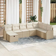 Set Divano da Giardino con cuscino 8 pcs Beige Poly Rattan