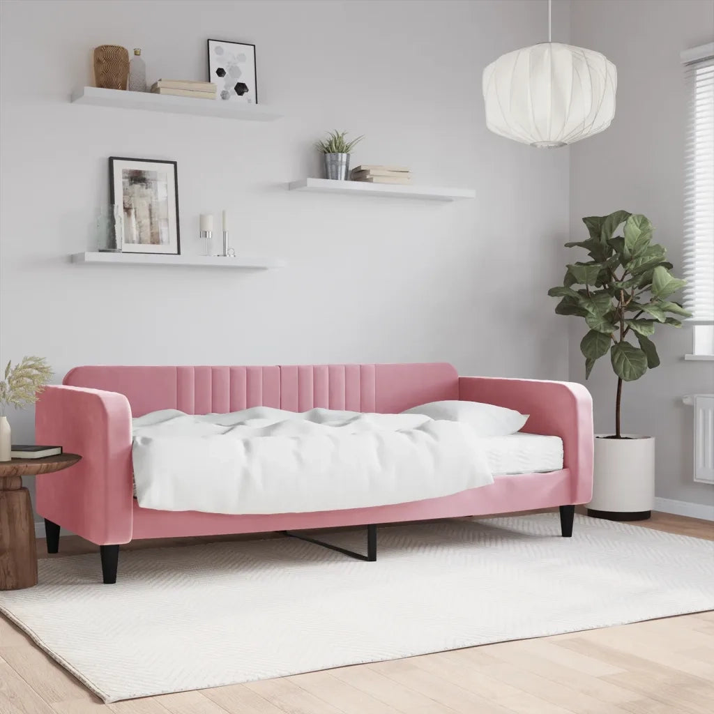 Divano letto | Sof¨¤ letto | Letto singolo con Materasso Rosa 90x200 cm in Velluto