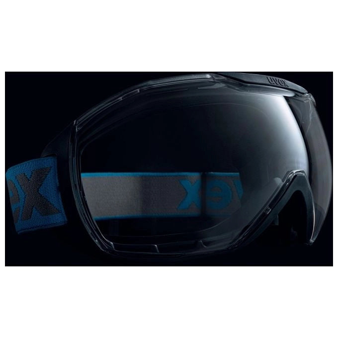 Uvex 9320265 Megasonic Occhiali a mascherina OTG Policarbonato Antiappannante Antigraffio UV400 colore Blu Trasparente