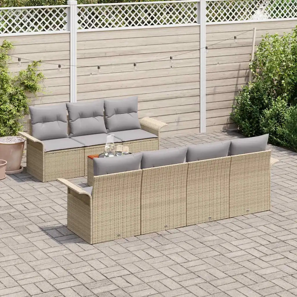 Set Divano da Giardino 8 pcs Beige e Grigio Chiaro polyrattan 3355956