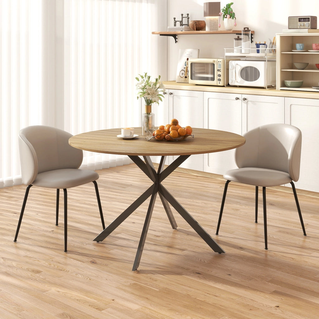 Tavolo da pranzo rotondo allungabile per 4 persone ¨C zephmum ¨C effetto legno quercia/acciaio antracite 120 cm