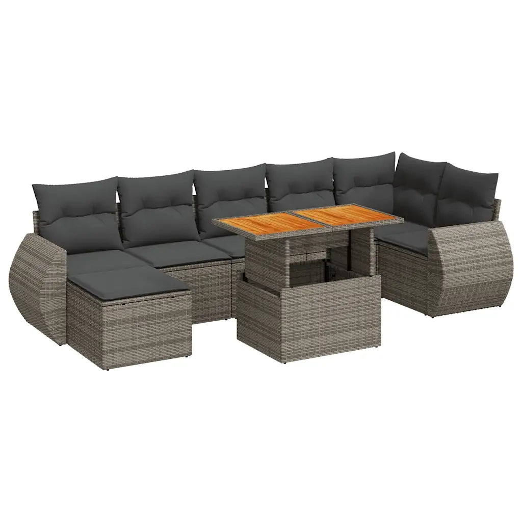 Set Divano da Giardino 8 pz con Cuscini Grigio in Polyrattan 3327294