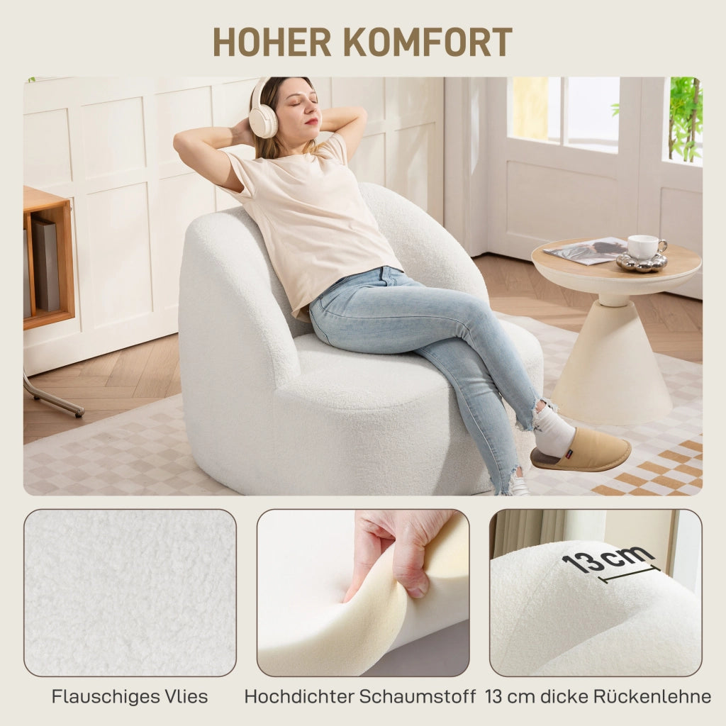 Poltrona Moderna con Rivestimento in Tessuto ¨C Minimal ¨C Cremewei?