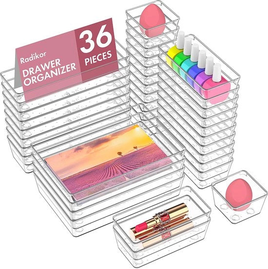 Organizzatore di carrello - 36 posizioni, organizzatore di carrello con 4 pannelli, organizzatore per make-up, sistema di organizzazione per ufficio, cucina, bagno