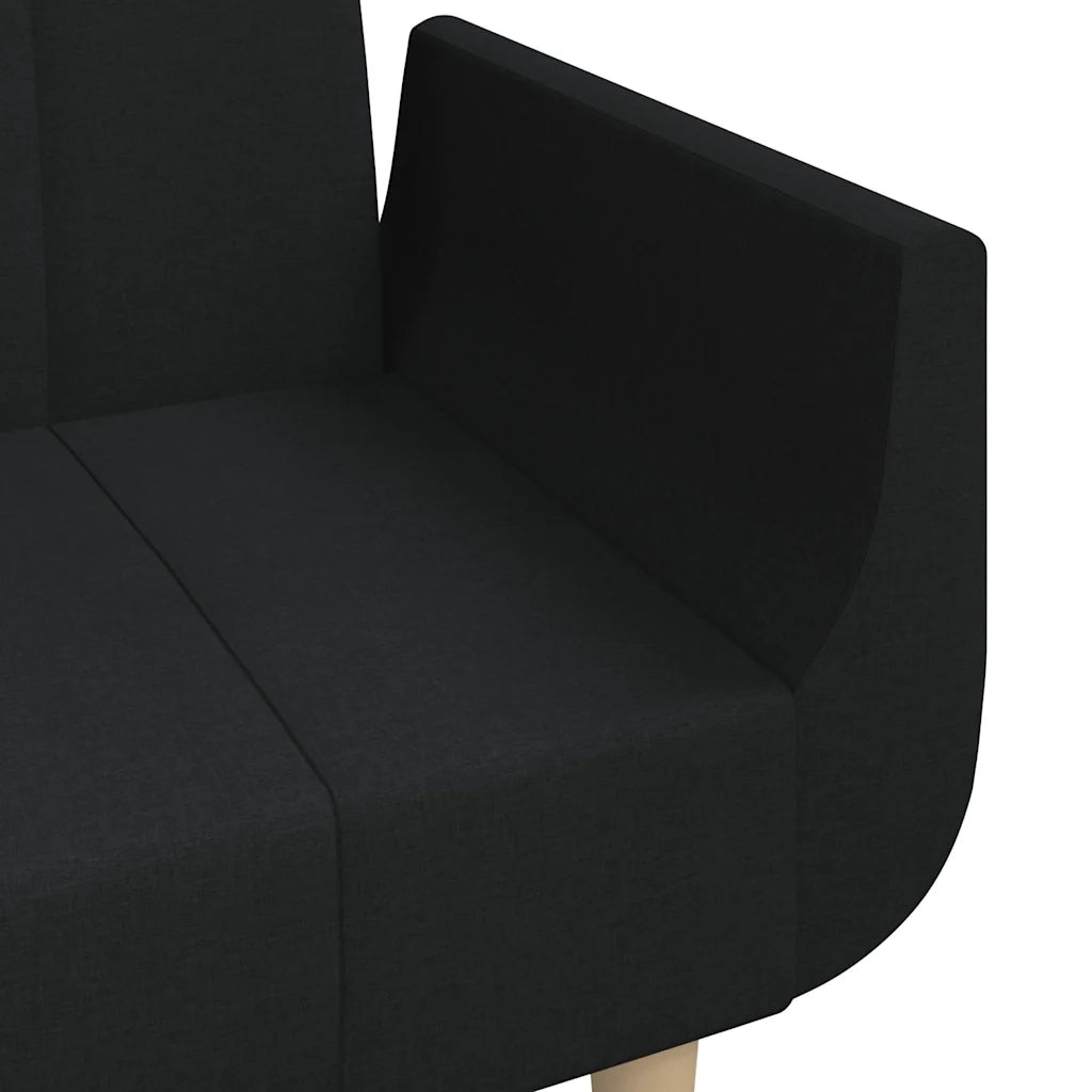 Divano letto | Sof¨¤ letto | Letto singolo a 2 Posti con 2 Cuscini Nero in Tessuto