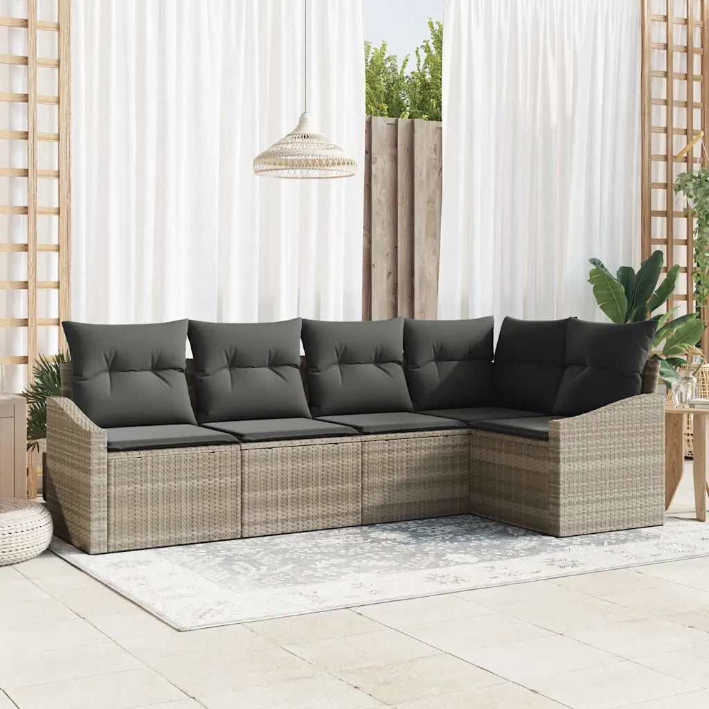 Set di divani con cuscino 5 pcs Grigio chiaro polyrattan 3346722