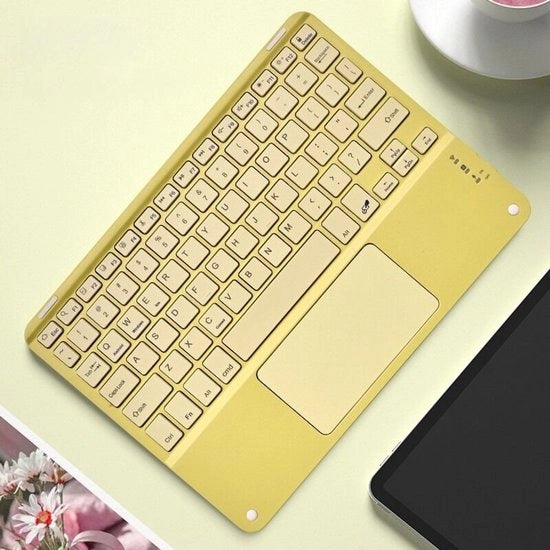 Tastiera Bluetooth ricaricabile con touchpad magnetico, compatibile con PC, iPad e Mac (giallo).