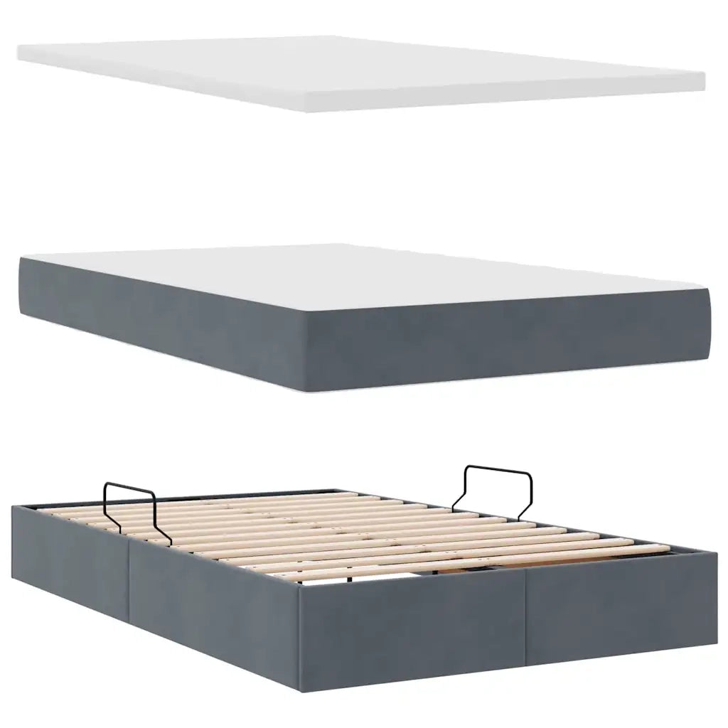 Letto con Contenitore Grigio scuro 120 x 200 cm Velluto 3370870
