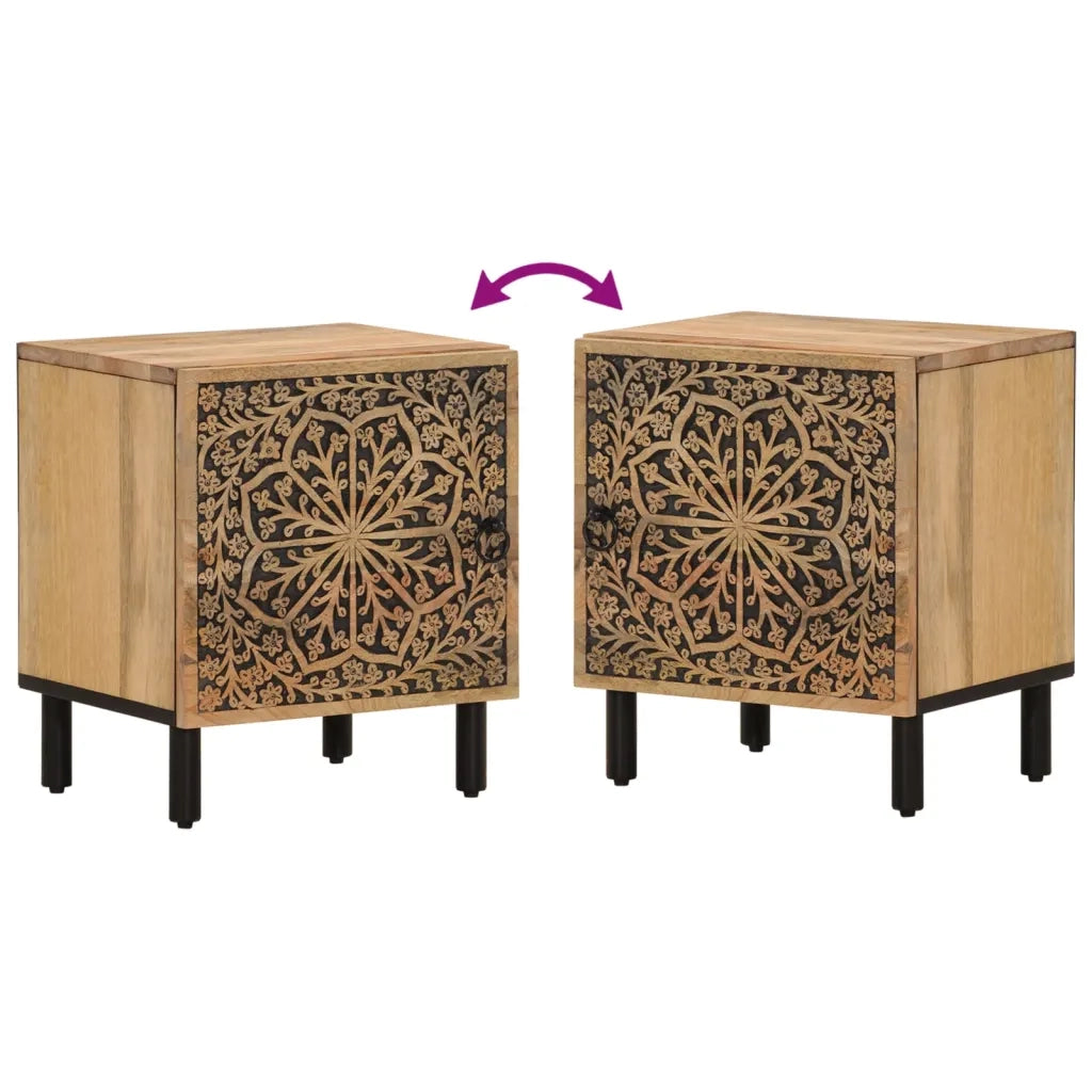 Comodino 40x33x46 cm in Legno Massello di Mango 358208
