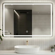 Specchio Rettangolare da Parete con Led Bianco Freddo Caldo e Naturale 80x60cm