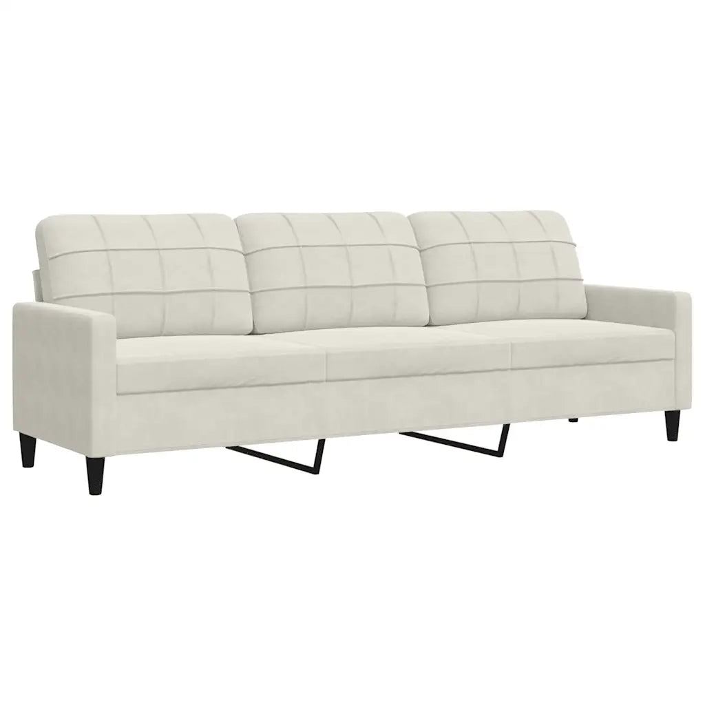 Set di Divani 3 pz con Cuscini e Rinforzi Crema in Velluto 3278509
