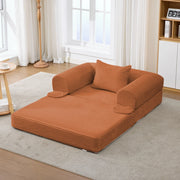 POLTRONA LETTO Convertibile 33x33x95 cm Tessuto Cord Orange con cuscino