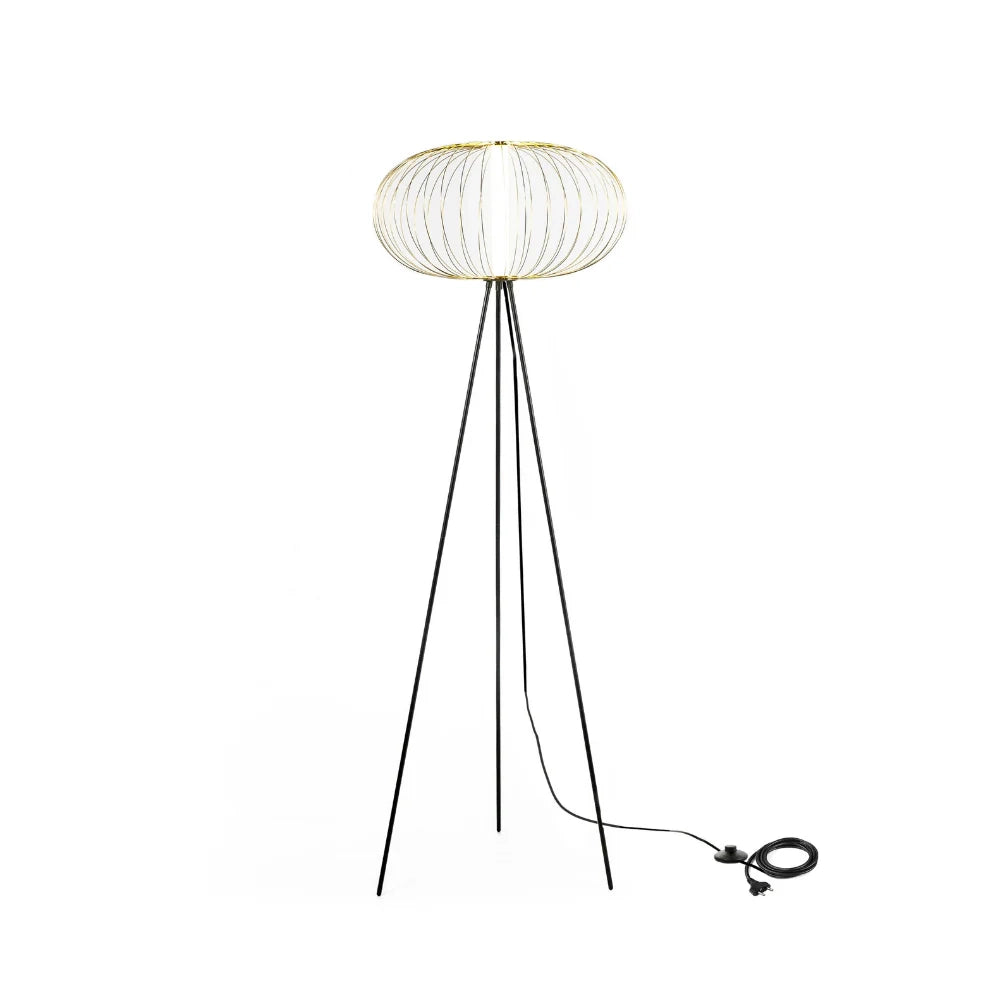 Lampada da terra LED Resplandor in acciaio e acrilico ottone lucido | Duzzle