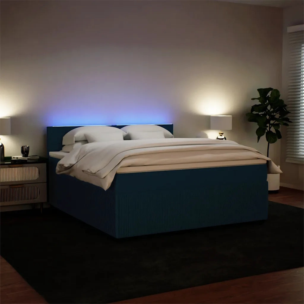 Giroletto a Molle con Materasso Blu 180x200 cm in Velluto