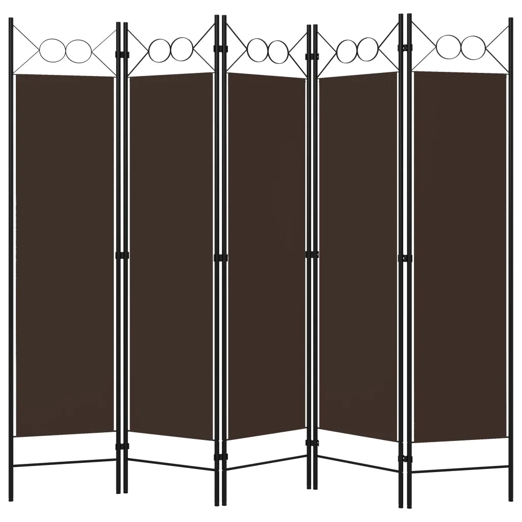 Divisorio Ambienti | Divider per stanze | Paravento a 5 Pannelli Marrone 200x180 cm