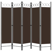 Divisorio Ambienti | Divider per stanze | Paravento a 5 Pannelli Marrone 200x180 cm