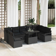 Set Divano da Giardino 10 pcs Nero Poly Rattan 3357626