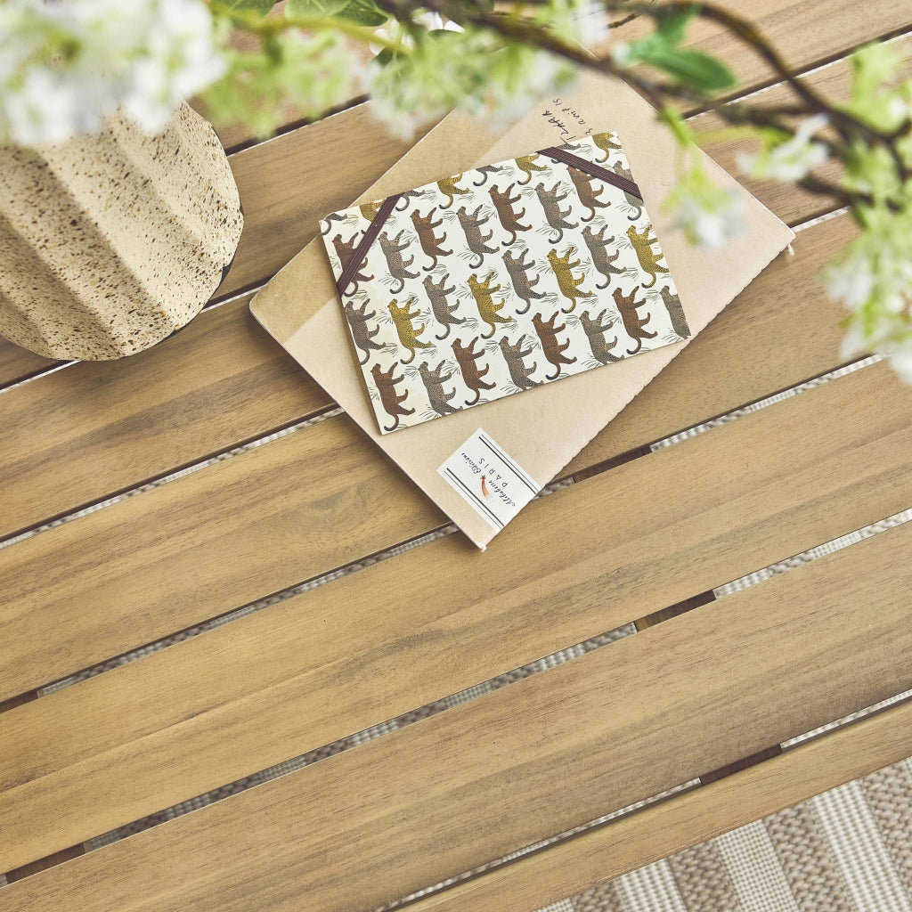 Salotto da giardino in acacia con corda, 5 posti, beige