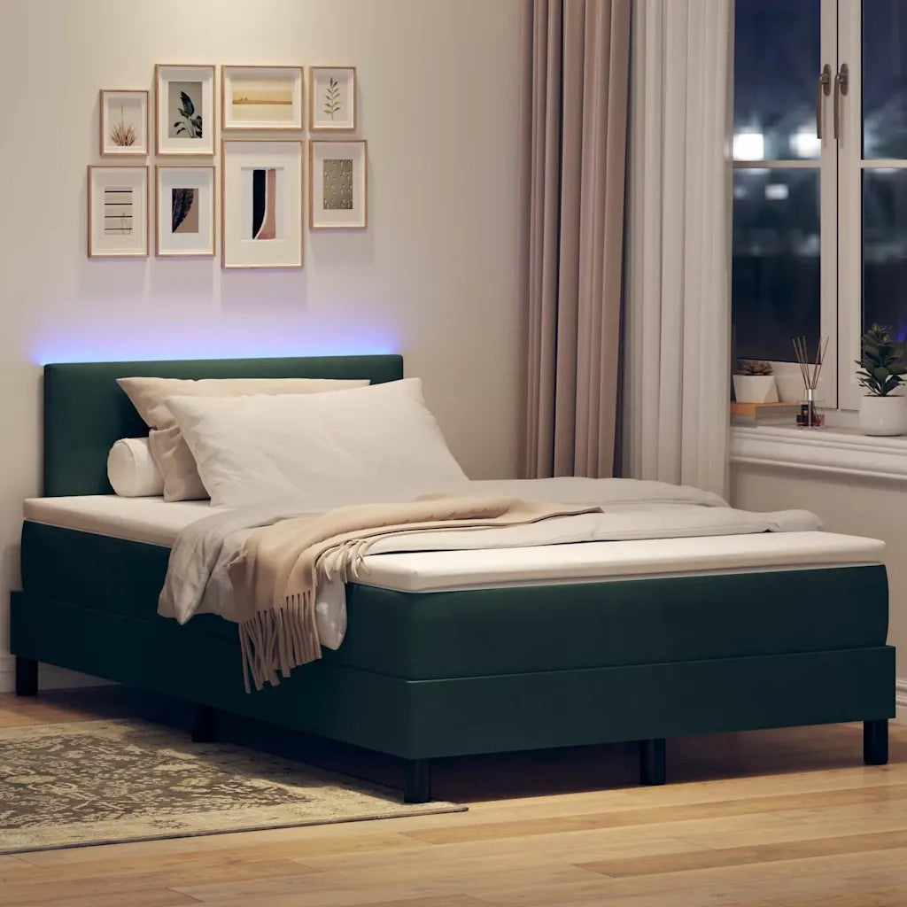 Letto a Sorgente LED con led Verde Scuro 120 x 200 cm Velluto 3342581