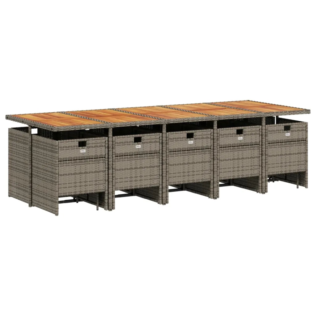 Set da pranzo da giardino da 15 pz con Cuscini in Polyrattan Grigio 3277768