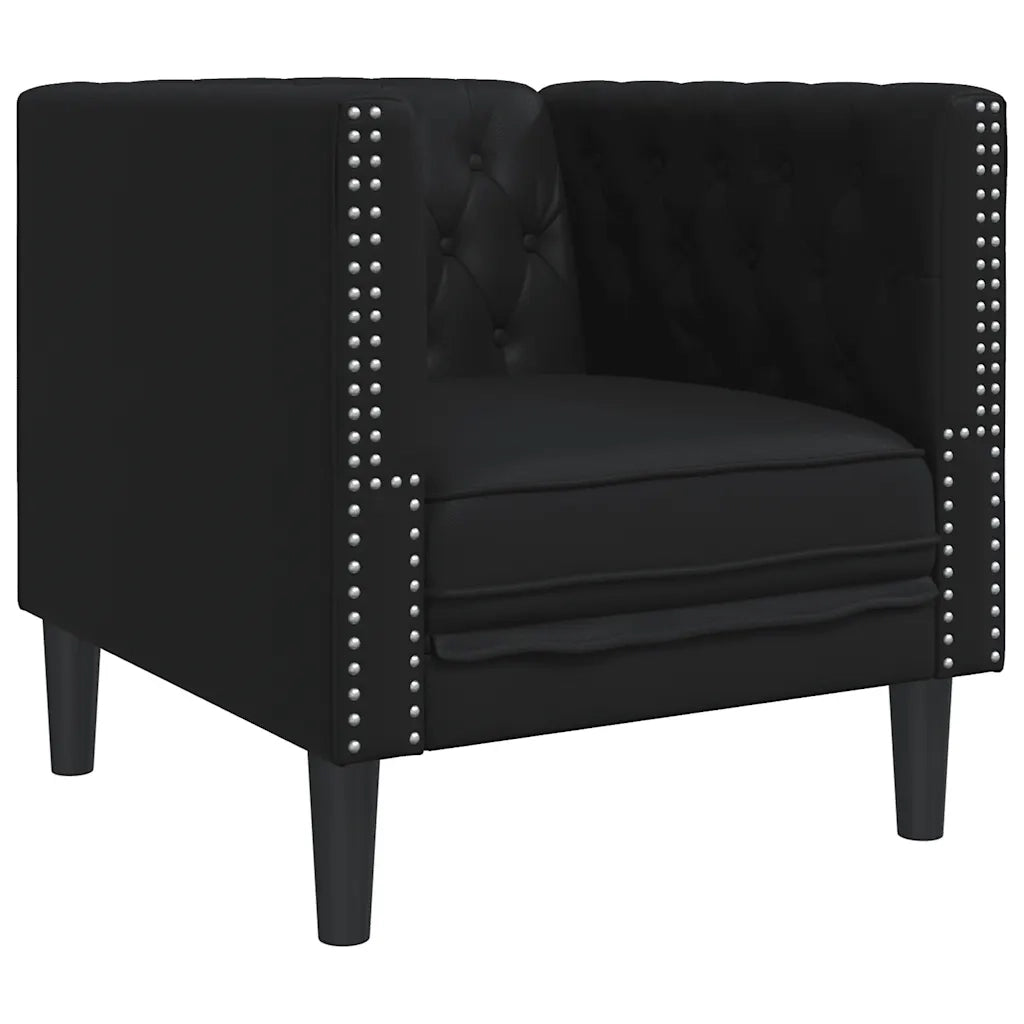 Poltrona Chesterfield Nera in Similpelle 372652