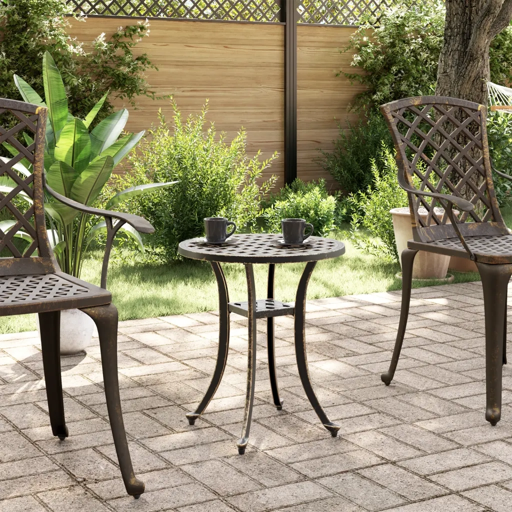 Tavolo da Giardino | Tavolino da esterno Bronzo ?48x53 cm in Alluminio Pressofuso